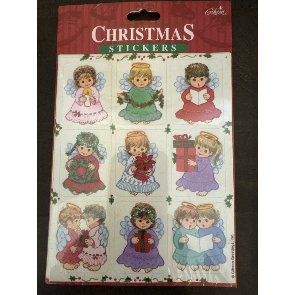 Gibson Vintage 1996 Stickers Holidays Christmas Baby Angels 5 Sheets